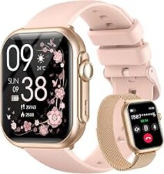Smart Watches for Women,1.85"Fitness Trackers with Answer/Call,with 2 Bands | Health Watch with Sleep Tracker/Step Counter/Heart Rate Monitor/1000mAh Battery/Multi-Sport Modes/for iPhone or Android