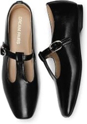 DREAM PAIRS Women's T-Strap Mary Jane Flats | all-day comfort stylish comfortable cute dress shoes, for work party date with adjustable buckle strap