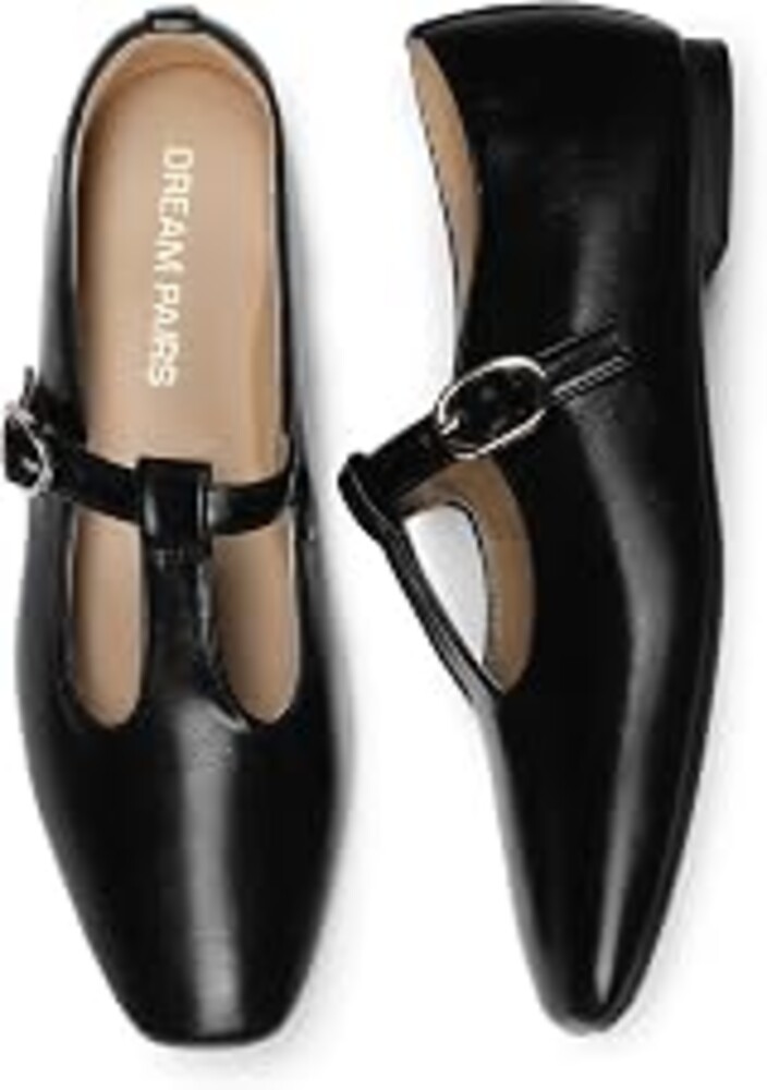 DREAM PAIRS Women's T-Strap Mary Jane Flats | all-day comfort stylish comfortable cute dress shoes, for work party date with adjustable buckle strap