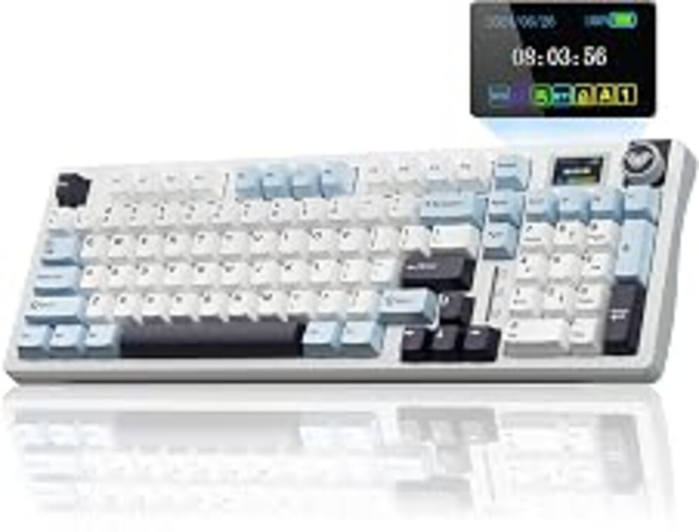 AULA S98 Pro Wireless Mechanical Gaming Keyboard with Screen, Knob, 96 Keys | 2.4GHz/USB-C/BT5.0, Hot-Swappable, Linear Switches, Gasket Mount, PBT Keycaps, RGB Backlit Creamy Keyboard for PC/Office