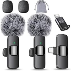 MAYBESTA Wireless Mini Microphone for iPhone, Android Phone - Lavalier Lapel Mic for Audio Video Recording - Clip on Content Creator Microphones for YouTube Tiktok Podcast Vlogging(Type-C Full Kit)