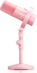 MAONO PD200W Hybrid Wireless Podcast Microphone for PC, Dynamic XLR USB Mic | Desktop Stand Mic with Software, Noise Cancellation, for Vocal Recording, Streaming, Content Creation, Home Studio, Pink