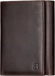 SERMAN BRANDS Trifold Wallet for Men - RFID Blocking Full Grain Leather, 11 Card Slots & ID Window, Slim Everyday Carry, Durable Stitching, Gift for Him