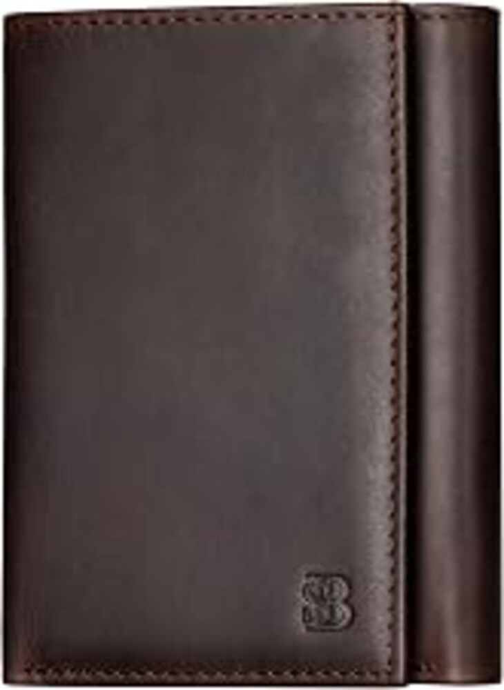 SERMAN BRANDS Trifold Wallet for Men - RFID Blocking Full Grain Leather, 11 Card Slots & ID Window, Slim Everyday Carry, Durable Stitching, Gift for Him