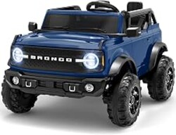 24V Ride on Toys, Licensed Ford Bronco Base 2 Seater Ride on Car for Kids, Electric Car with Remote Control, Seat Belts, LED Headlights, Bluetooth, Soft Start, Spring Suspension (Blue)