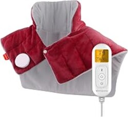 Comfytemp Heating Pad for Neck Shoulders Back, 2.6 Ib Weighted Heating Pad | Electric Large Heating Pad, FSA Eligible HSA, Birthday Gifts for Women Men, 9 Heat Setting, 11 Timers, Machine Washable, Red