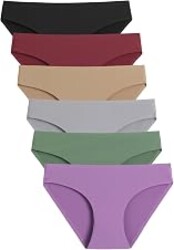 Caterlove Women's Seamless Underwear No Show Panties 6 Pack | Invisible Breathable Comfortable Briefs, Soft Stretchy Silky Touch Fabric, Low Rise Hipster for Gym Work Daily