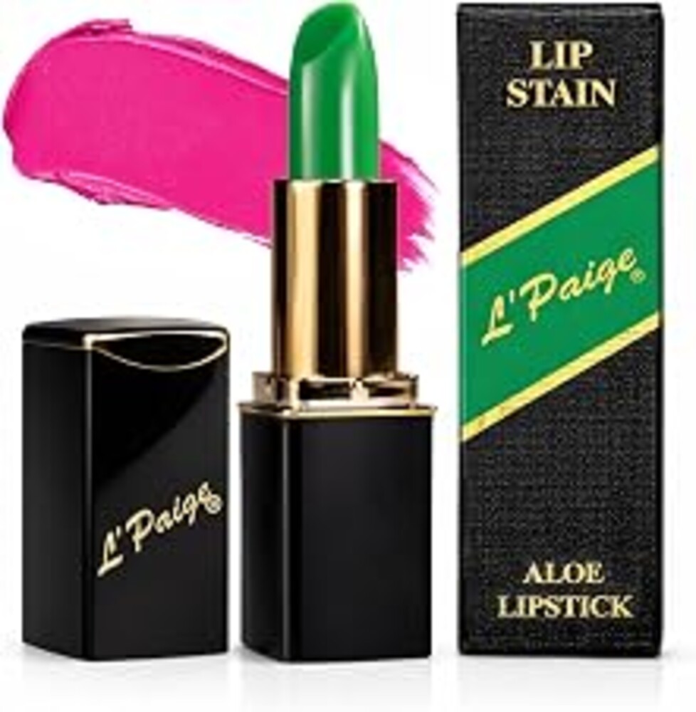 L'Paige pH Color-Changing Green Lipstick | Green to Bold Pink-Fuchsia Transformation | Aloe Vera Moisturizing Formula | Long-Lasting Lip Stain-Like Color | Shade LGR