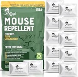 Reliant Pet Mouse Repellent Pouches - Rodent Repellent Made in USA (12 Pouches) - Keep Rodents Out of Cars Engines - Mice Repellent Indoor and Outdoor - Mouse Deterrents that Work with Peppermint Oil