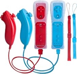 TechKen Motion Plus Wii Controllers 2Packs with Nunchucks, Wii Remote Controllers Compatible for wii and Wii U with Built in Motion Plus