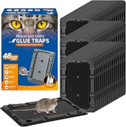 LULUCATCH Mouse & Insect Glue Traps, 48 Pack Adhesive Glue Traps, Pre-Baited Heavy Duty Non-Toxic Bulk Mouse Traps Indoor for Small Mice, Insects, Rodent, Bug, Easy to Use Pet Safe