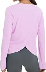 baleaf Women's Long Sleeve Workout Tops Quick Dry Shirts Split Back | Moisture-wicking Lightweight Breathable for Running Athletic; Sun Shirts UPF 50+ SPF UV for Outdoor Hiking Tennis