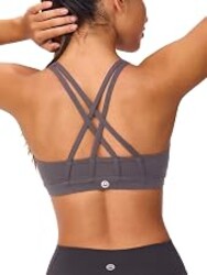 Omwilddo Strappy Sports Bra Criss Cross Back Padded | Light compression yoga crop top,U neckline,stays put in workouts,for women,Runs snug - size up if between sizes.