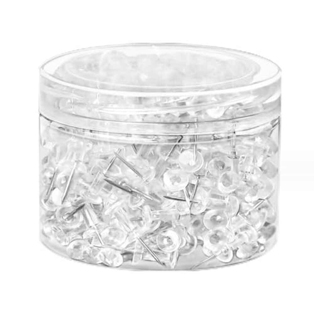 500 Clear Push Pins – Steel Point with P