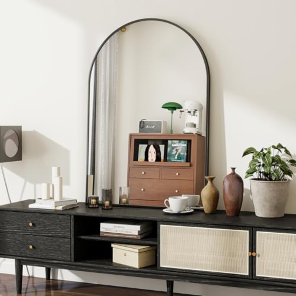 VETROVUE 26x38 Arch Wall Mirror, Black B