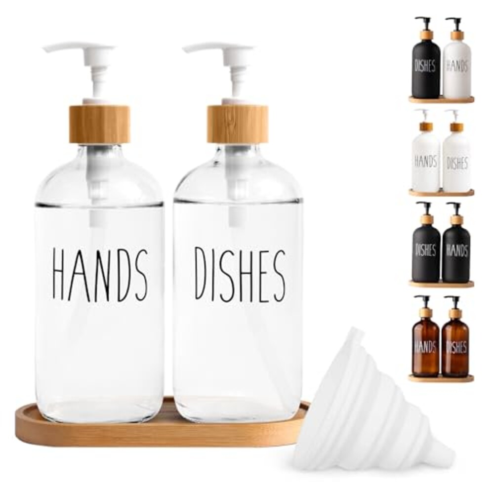 LOOCHICA Clear Glass Soap Dispenser Set