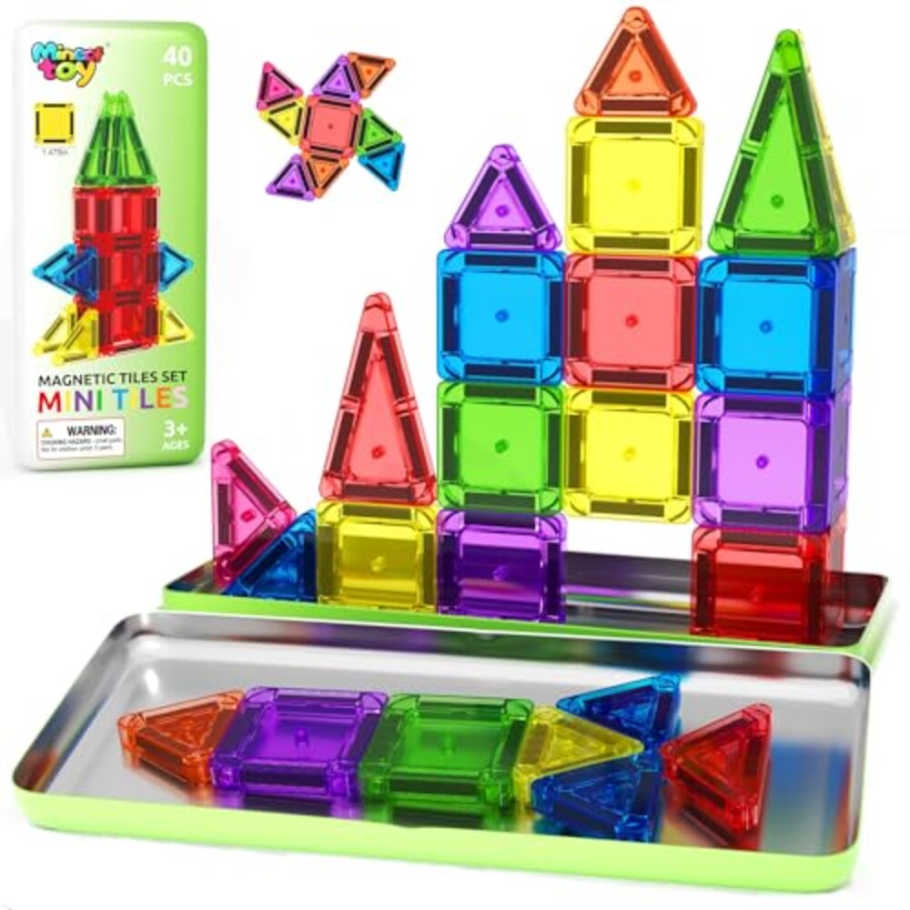 40PCS Mini Magnetic Tiles Toddler Travel