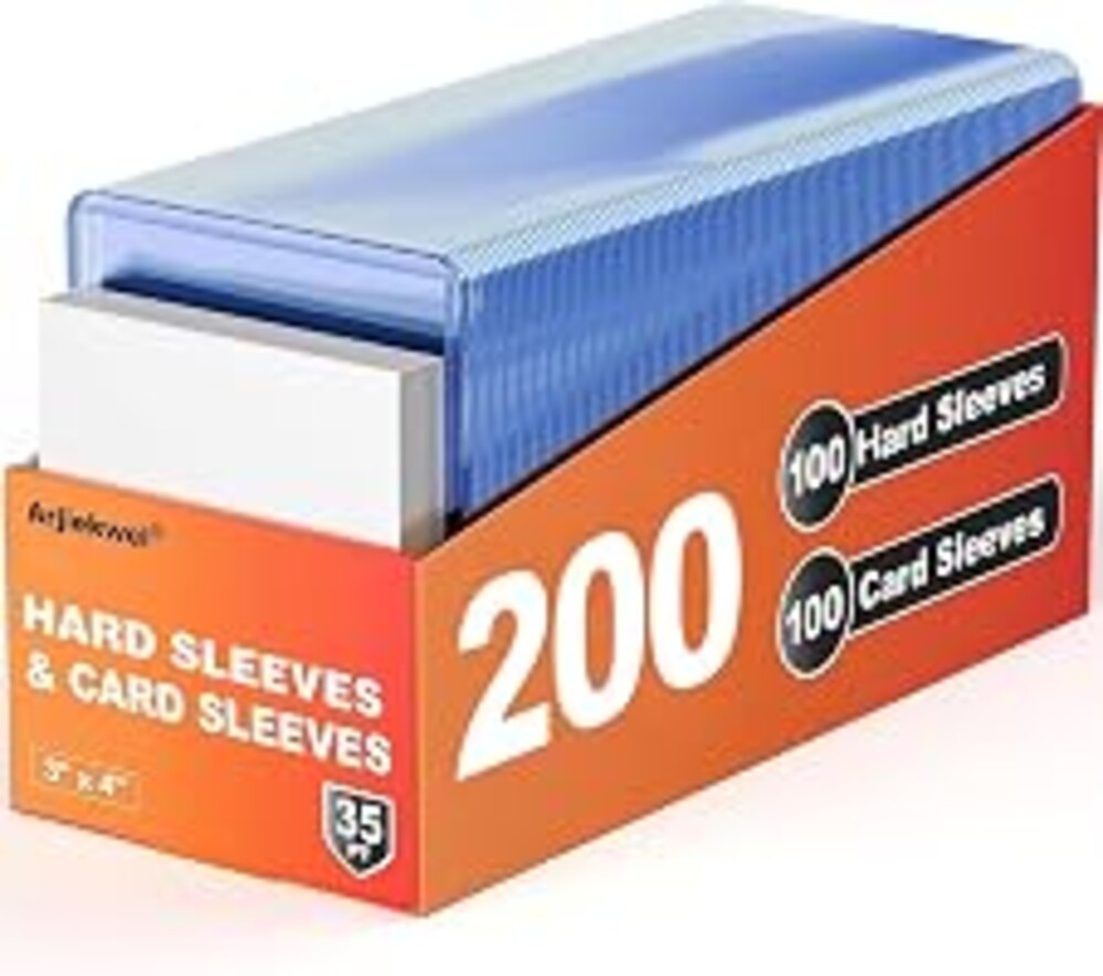 200 Card Sleeves Hard Plastic, Arjiekwei 3"X 4" Trading Card Holder, 35PT | Baseball Cards Protectors for Sports Football Game Cards (100 Hard Sleeves + 100 Soft Sleeves)
