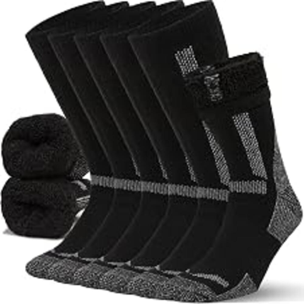 Alvada Mens Merino Wool Crew Socks Thermal and Warm Socks for Winter Work Hiking Running 3 Pairs