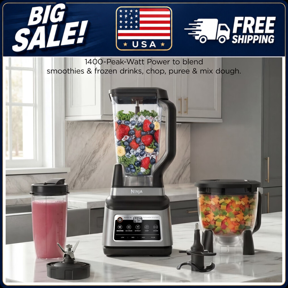 🔥HOT Sale! Ninja Professional Plus Blender System with Auto-iQ Kitchen Blender⚡