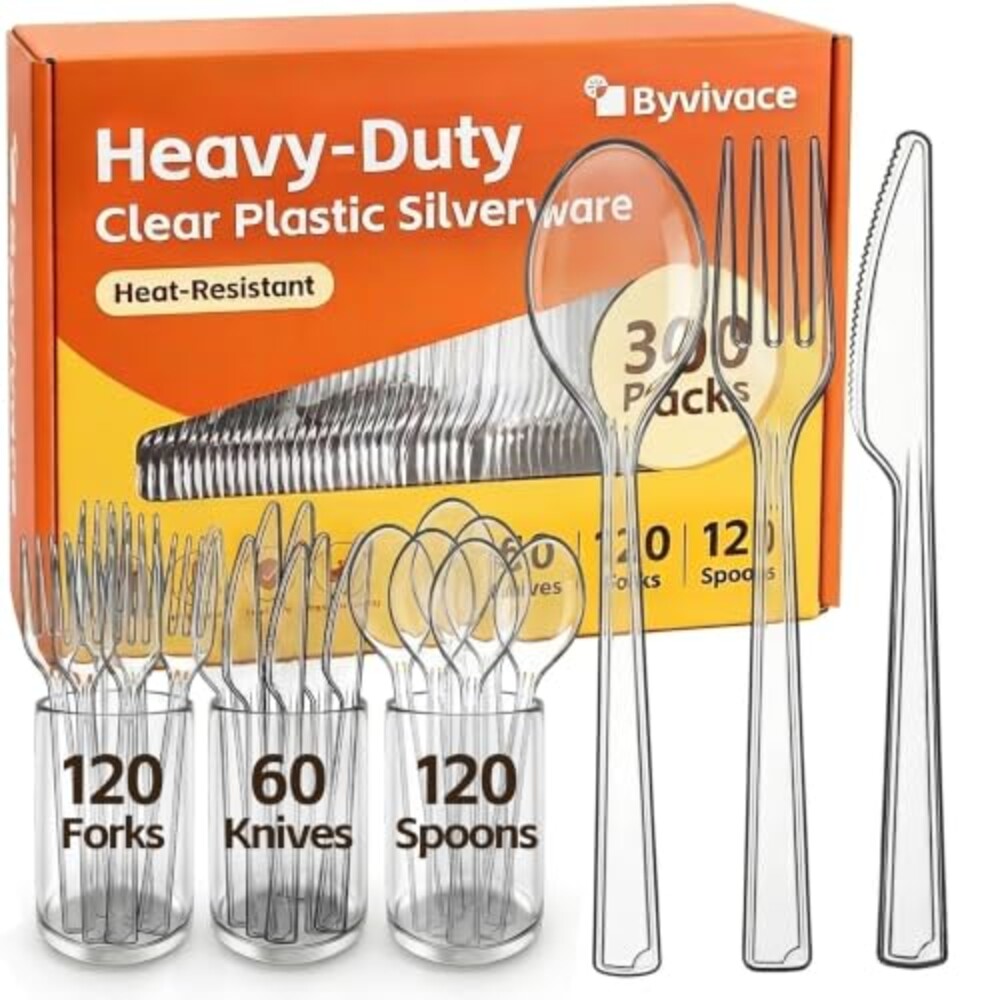 300 Count Heavy Duty Plastic Silverware,