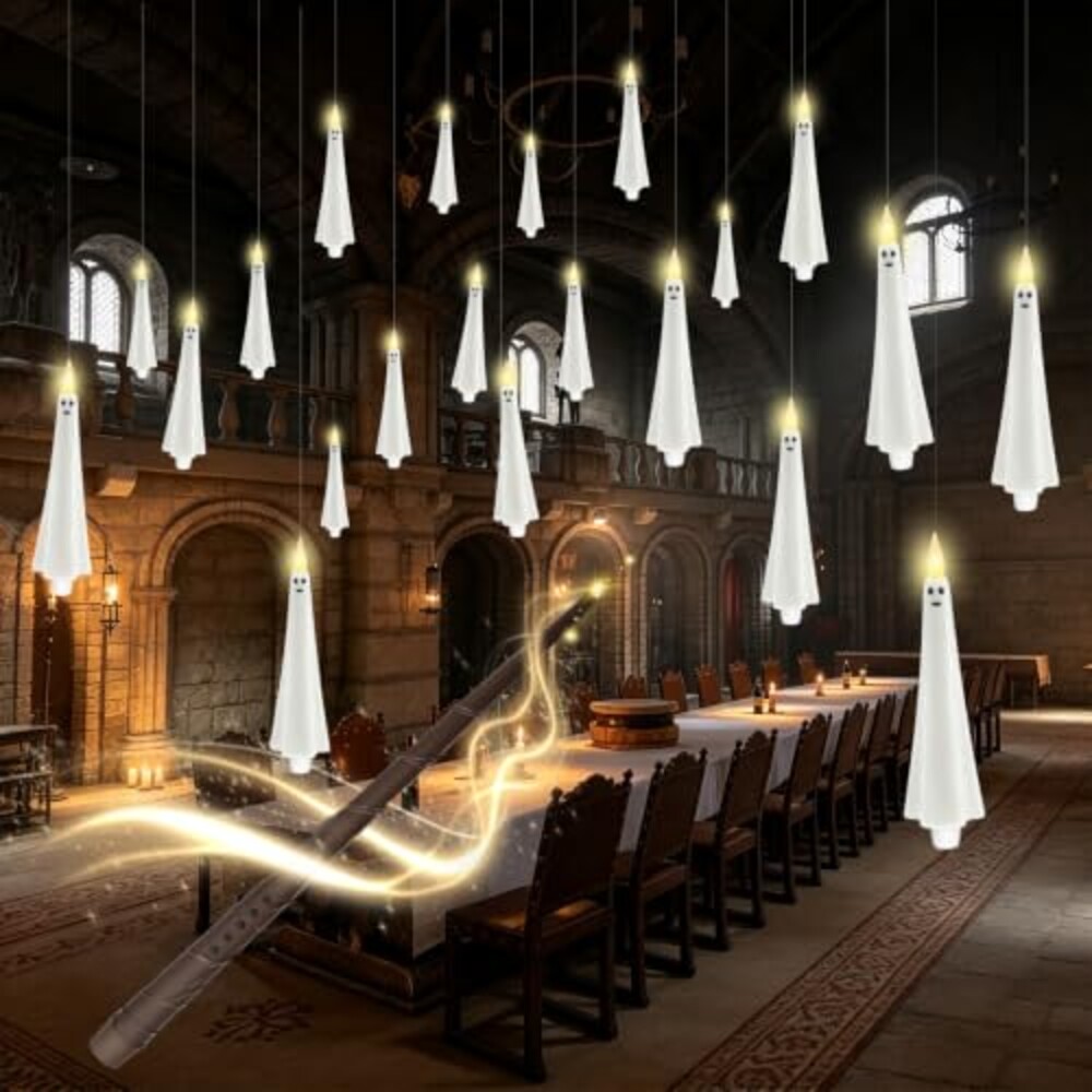 Xavnero 20 Pcs Halloween Ghost Flameless