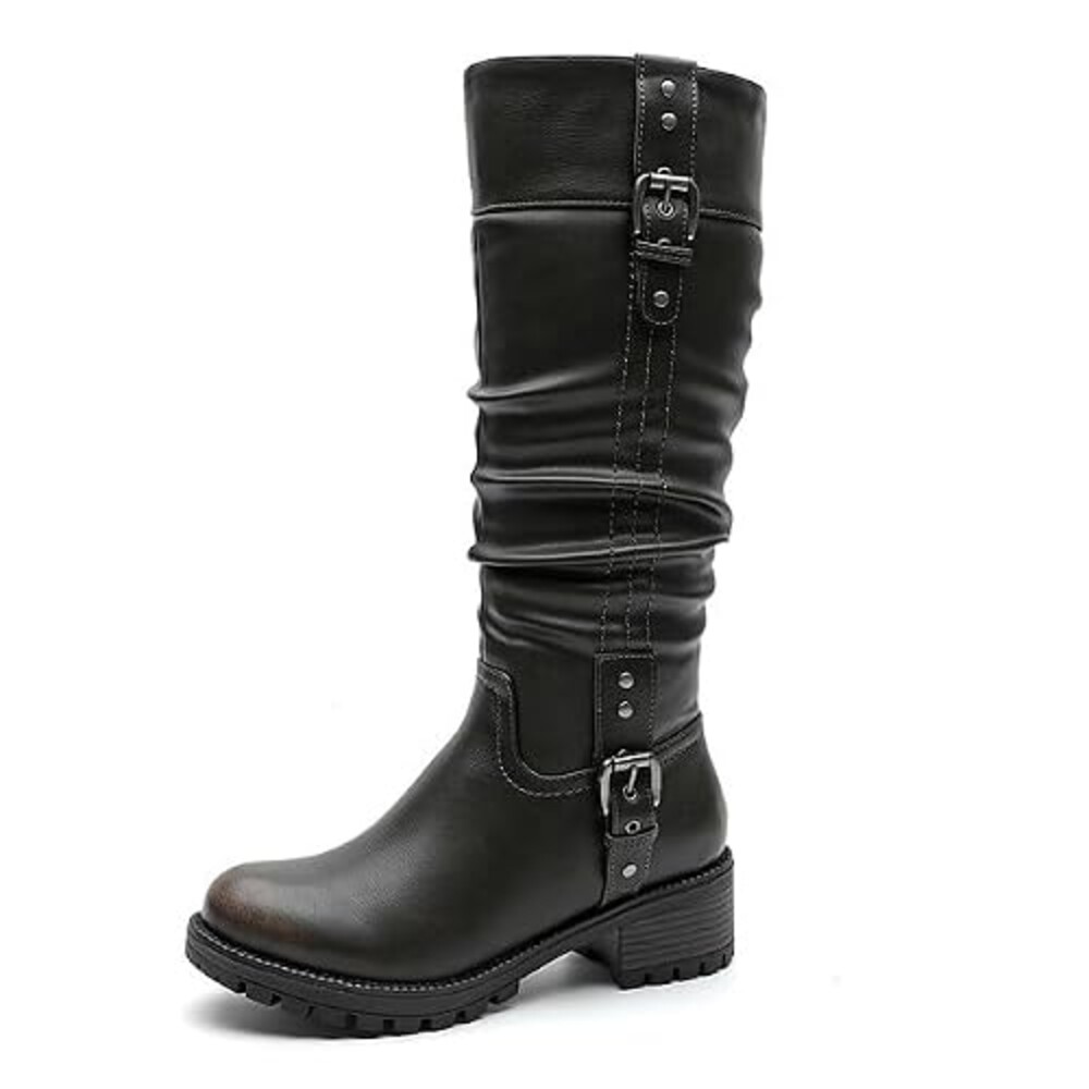 GLOBALWIN Women's Knee High Boots Distre