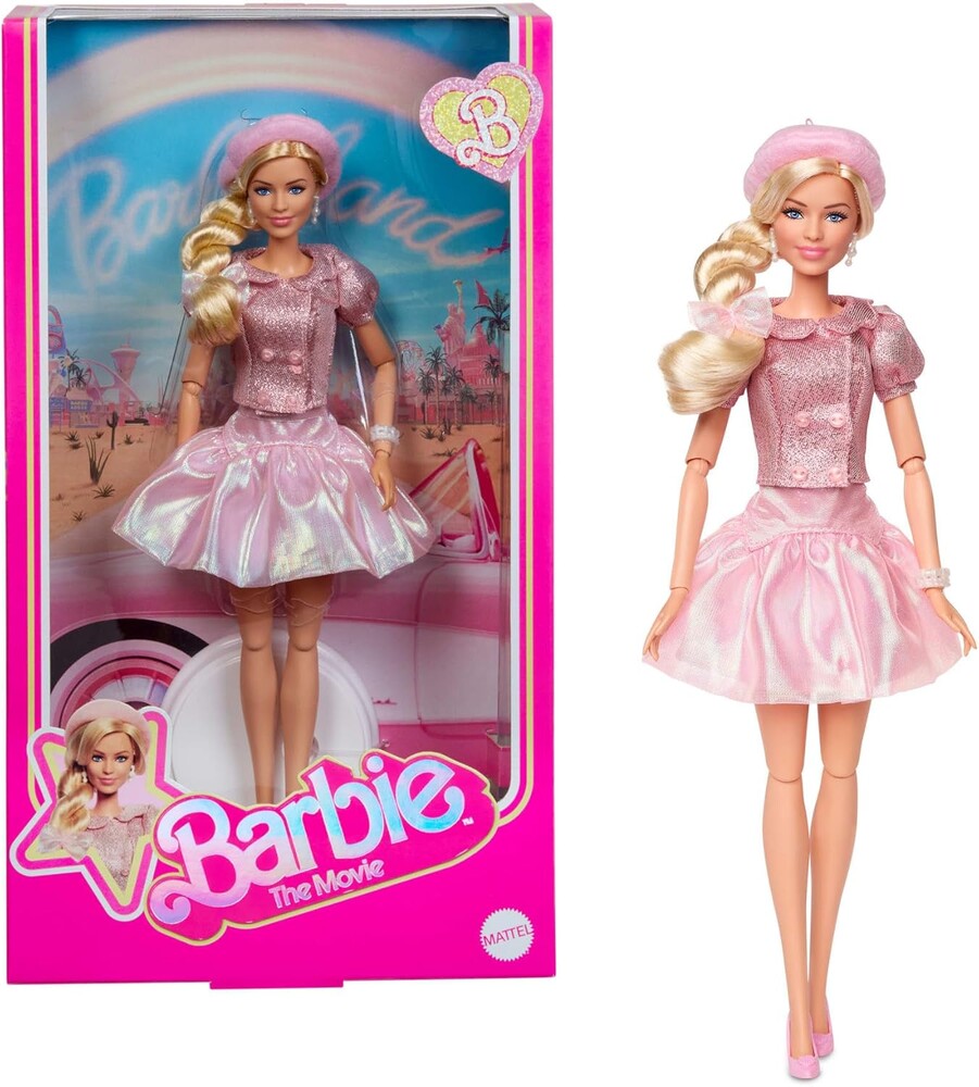 Barbie The Movie Doll, Margot Robbie as, Collectible Wearing Pink Blouse & Skirt Tutu Outfit, with Styled Hair & Matching Jewelry
