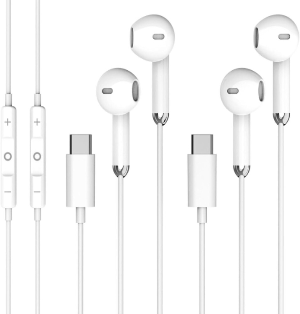 USBC Headphones for iPhone 17 16 15，for Apple Headphones Wired with Microphone & Remote Control [Clear Call], Wired Ear Buds USB C HiFi Bass Earphones for Samsung S25 S24 Ultra,ipad,Pixel 9 [2 Pack]