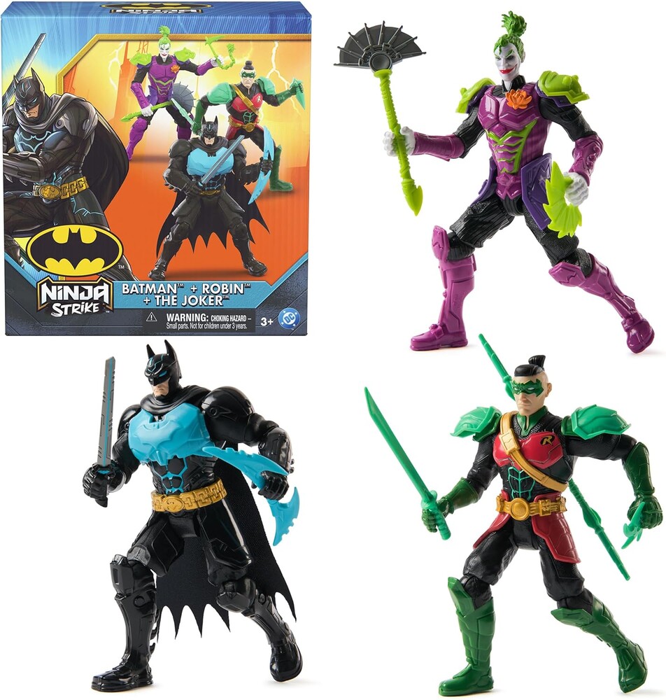 DC Comics, Batman Ninja Strike 6" 3-Pack Battle Set Action Figures with Pop-Out Ninja Accessories, Super Hero Kids Toys for Boys and Girls Ages 3 & Up