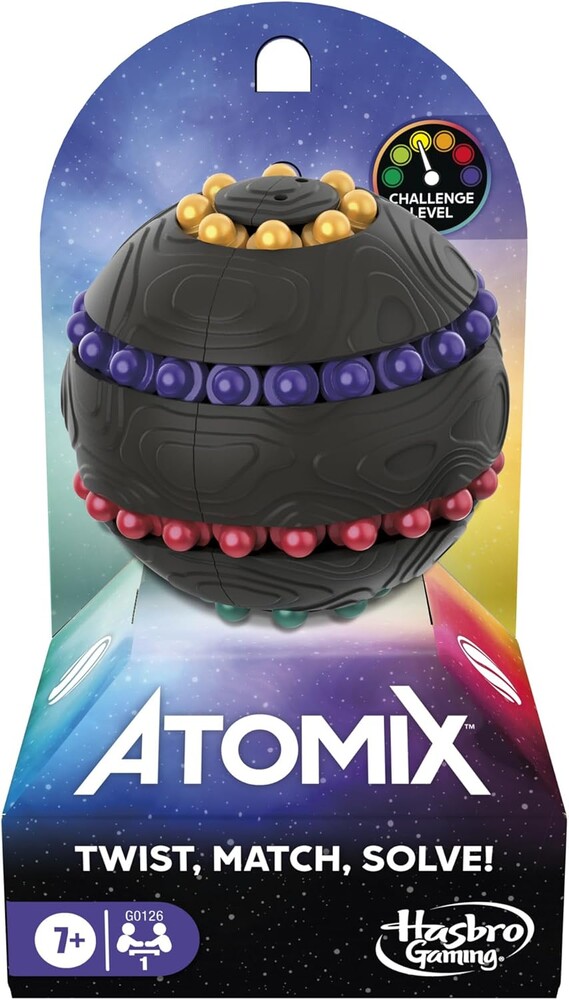 Hasbro Gaming Atomix Game for Kids, Teens, and Adults, Brainteaser Puzzle Sphere Ball and Fidget Toy, 1 Player, Portable Summer Travel Activities, Ages 7+