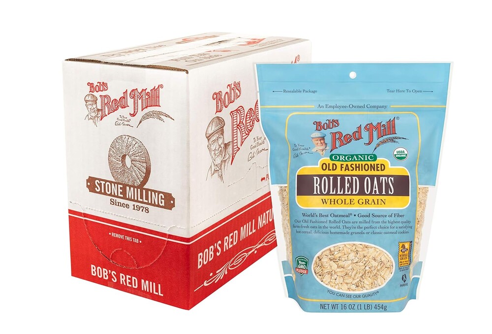 Bob's Red Mill Organic Old Fashioned Rolled Oats, 16oz (Pack of 4) - Non GMO, Whole Grain, Vegan, Kosher