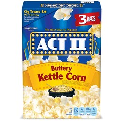 Act II Buttery Kettle Corn Microwave Popcorn, 2.75 oz., 3-Count Bags (Pack of 12)