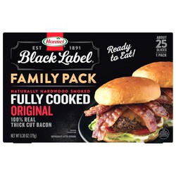 HORMEL BLACK LABEL Thick Cut Bacon, Fully Cooked Bacon, Gluten-Free Snacks, Family Pack - 6.3oz
