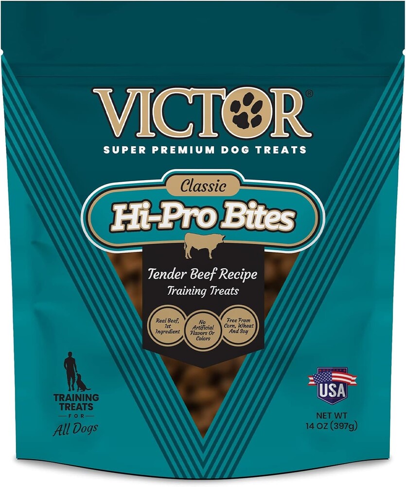 VICTOR Super Premium Dog Treats – Classic Hi-Pro Savory Bites with Real Beef – Supports Immune System, Digestive Health, & Healthy Coat – Tender Beef Treats for Active and Sporting Dogs, 14 oz