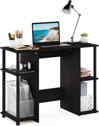 Furinno JAYA Desk, 38.4" Wide Gaming Desk, Computer Study Desk, Office Desk with Side Shelves, Open Storage, for Home Office, Bedroom, Dorm, Study Room, Espresso