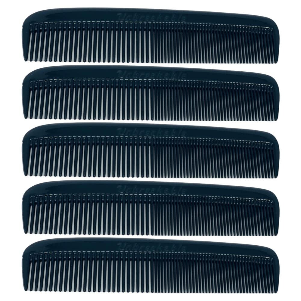 GENTS (5 Pack) Pocket Comb Black Unbreakable Round Teeth Course Fine Pocket Beard & Mustache Combs for Men's Hair | Sideburns Travel-Friendly Symmetry, Friendly Birthday Gifts