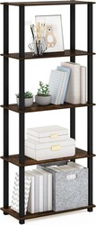 Furinno Turn-S-Tube 5-Tier Multipurpose Shelf Display Rack with Square Tubes, Amber Pine/Black