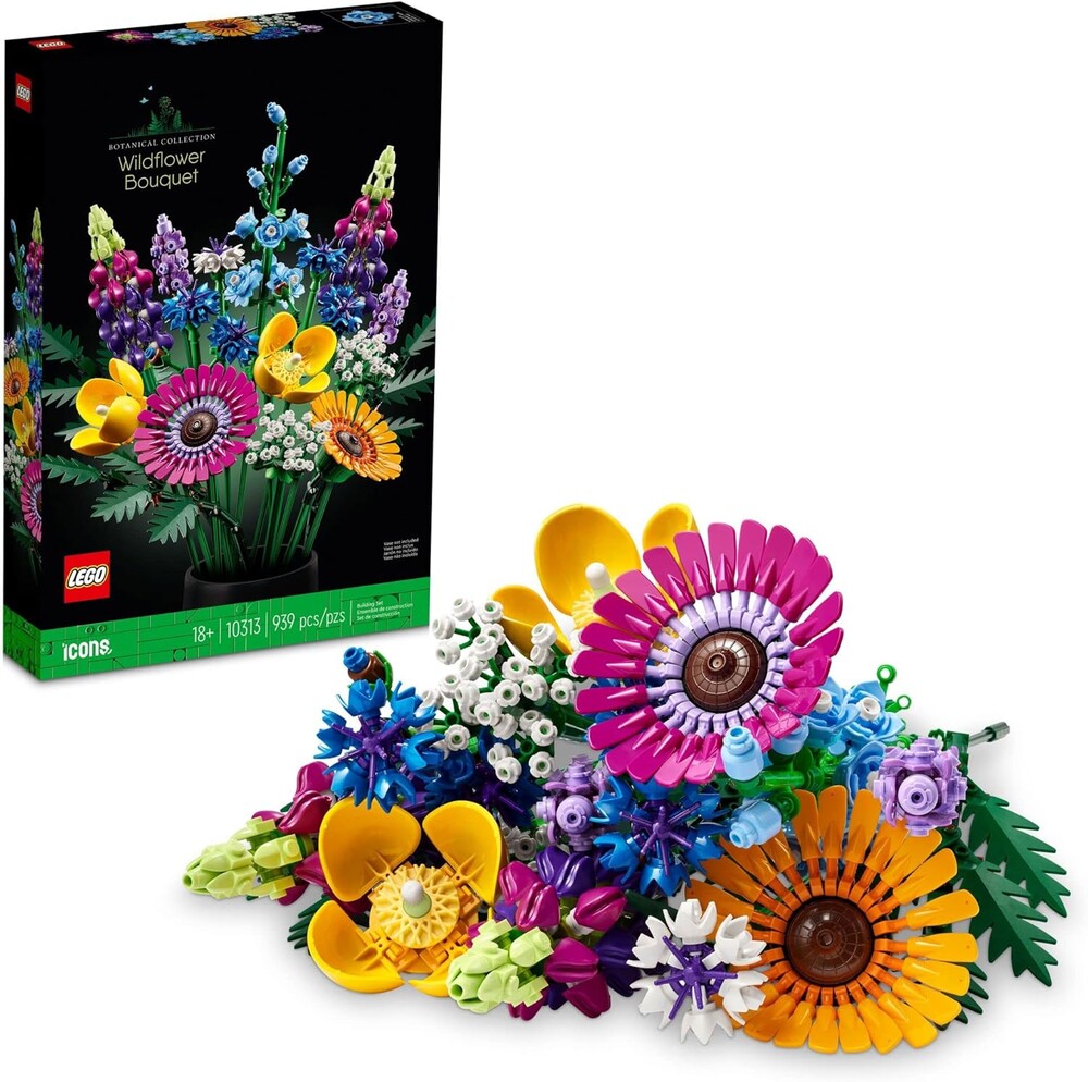 LEGO Botanicals Artificial Wildflower Bouquet - Fake Indoor Flowers Building Set for Home, Kitchen, Desk Decoration, Adults Ages 18+ - Gift for Birthdays - 10313