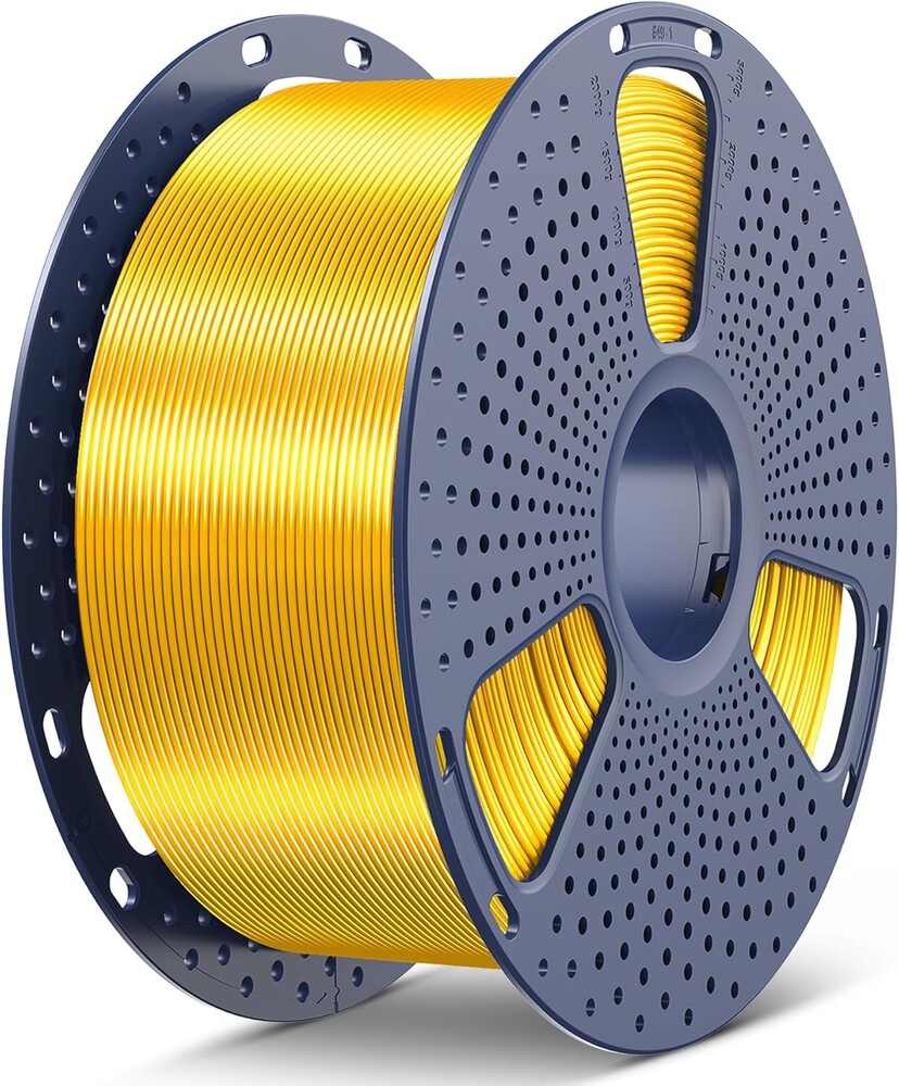 SUNLU 3KG PLA+ Silk 3D Printer Filament, Large Spool(6.6lbs) Silk Filament 1.75mm, Dimensional Accuracy +/-0.02mm, 3KG/1 Spool, Light Gold