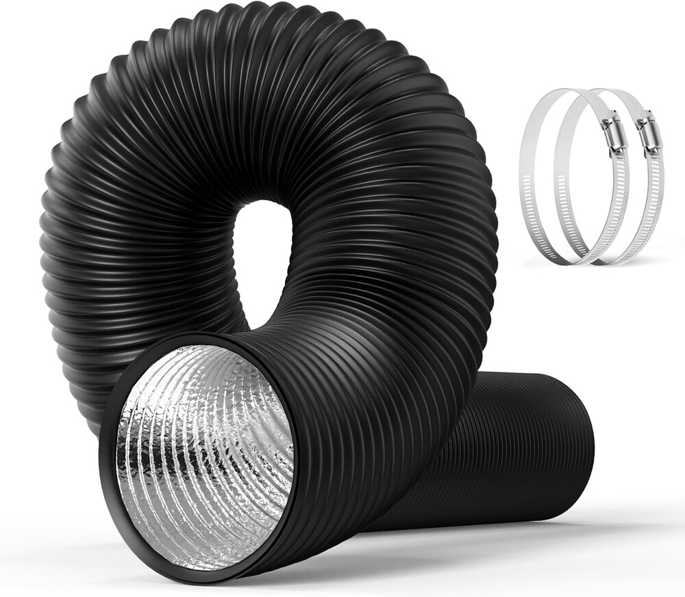 HealSmart 4" 16 Ft Aluminum Ducting Flexible, Heavy-Duty Four-Layer Protection with 2 Duct Clamps, Dryer Vent Hose for Heating Cooling Ventilation and Exhaust Fan