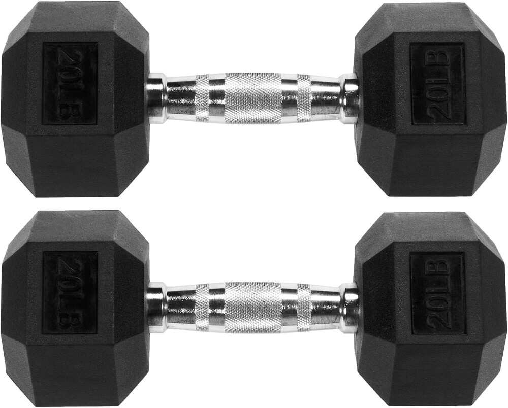 Fitvids Hex Dumbbells Rubber Coated Hand Weights for Exercises and Fitness, 10-50LB Option