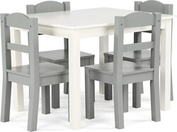Humble Crew Kids Wooden Table and 4 Chairs Set, White/Grey - Kids Table and Chair Set for Toddlers and Children for Arts, Crafts, and Snack Time - Sturdy, Durable Toddler Activity Table
