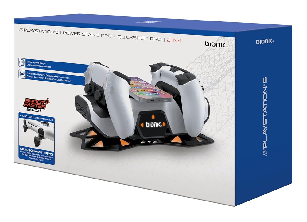 Bionik Power Stand Pro Bundle: Chargers for PlayStation 5, PS5 Bundles, 2 in 1 ps5 Controller Charger, BNK-9125