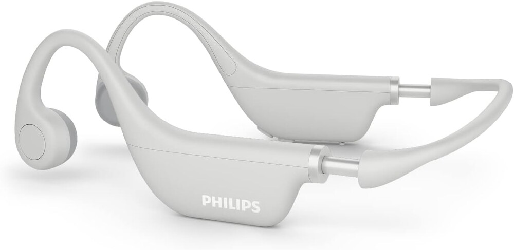 PHILIPS Kids Open-Ear Bone Conduction Bluetooth Headphones with Internal Microphone and Parental Controls, Gray, TAK4607GY