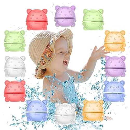 Magnetic Reusable Water Balloons for Kids Adults, Quick Fill Self Sealing, refillable Water Bomb Splash Balls with Exquisite patterns for Summer Party Pool Toys Games,kids beach essentials outside