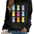 Easter Bunny Sweatshirt Women Long Sleeve Cute Rabbit Bunny Graphic Tees Happy Easter Pullover Tops(Black, XL)