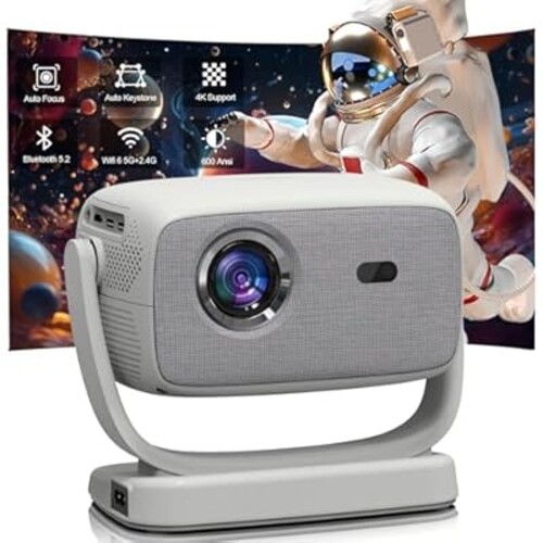 [Auto Focus/4K Support]A8 Projector with 5G WiFi and Bluetooth , 600 ANSI Native 1080P Outdoor Movie Projector, Auto 6D Keystone , Home Theater Projector compatible with Phone/TV Stick/PC