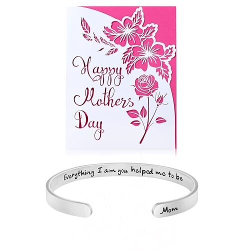 JoycuFF Mothers Day Gifts, Birthday Gifts for Mom, Christmas Gift for Mother Mom Mama Mum Mommy Gratitude Bracelet Present Encouragement Cuff Bangle Engraved