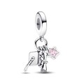 RADIVIDE 2025 Graduation Season Charms, Pink Heart, Owl, Bachelor's Hat, 925 Sterling Silver DIY Charms, Suitable for Pandora Bracelet, Women's Holiday Charms Gifts
